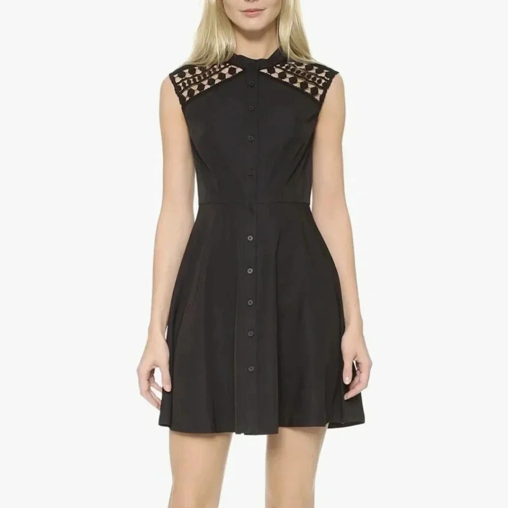 Shoshanna Black Cut-Out Mock Neck Mini Dress
